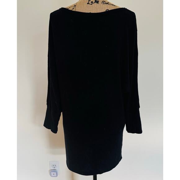 Michael Stars Womens Black Scoop Neck Long Tunic Top Size Medium - Picture 4 of 7